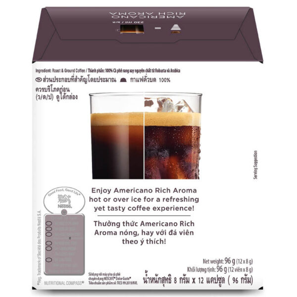 Nescafe Dolce Gusto Roast and Ground Coffee Americano Rich Aroma 12Capsules 96g. - Image 2